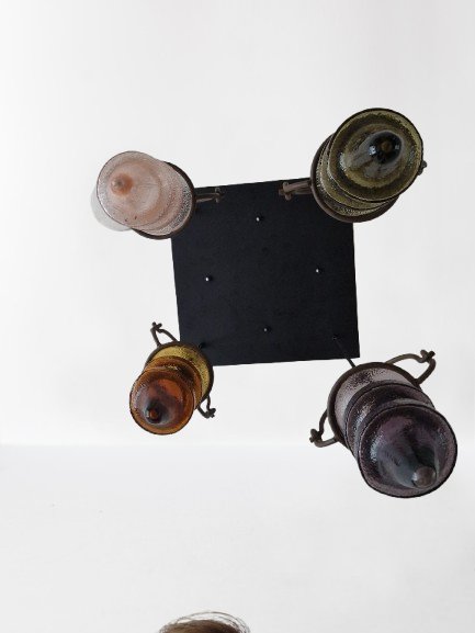 Beautiful Vintage Nanny Still "Stalactite" Pendant Lamp – 4 Goblets – Cast Iron, Glass (photo 8 of 8)
