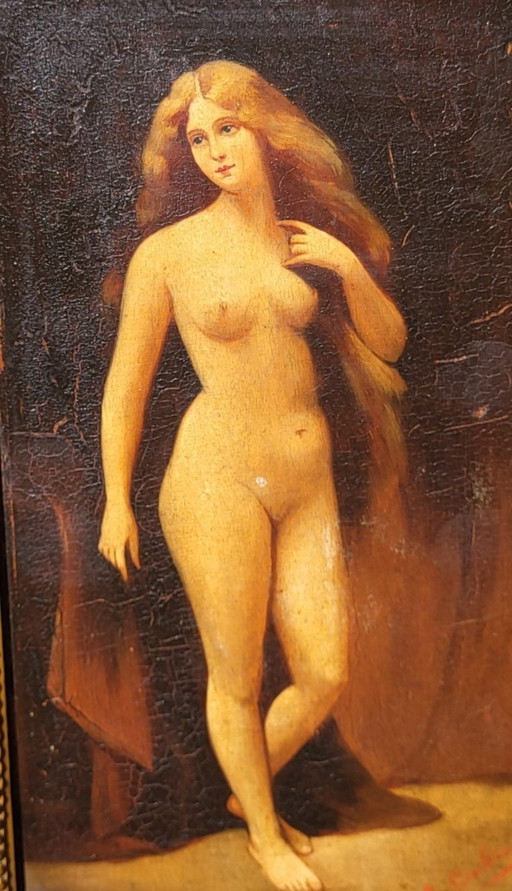 Pintura al óleo de desnudo femenino temprano