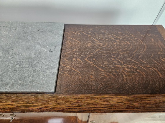 Image 1 of Art Decò oak sideboard for dining room with marble top