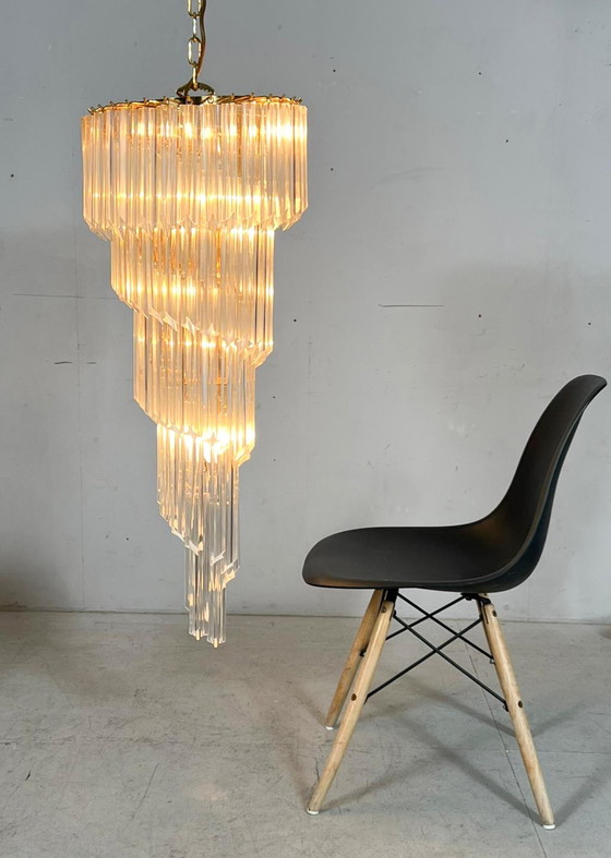 Image 1 of  Gran araña/lámpara de techo de Paolo Venini, cascada, cristal de Murano, Italia, años 70