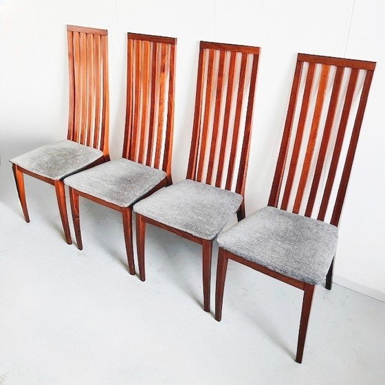 Image 1 of Quattro sedie da pranzo di design danese di metà secolo in teak grigio, anni '70