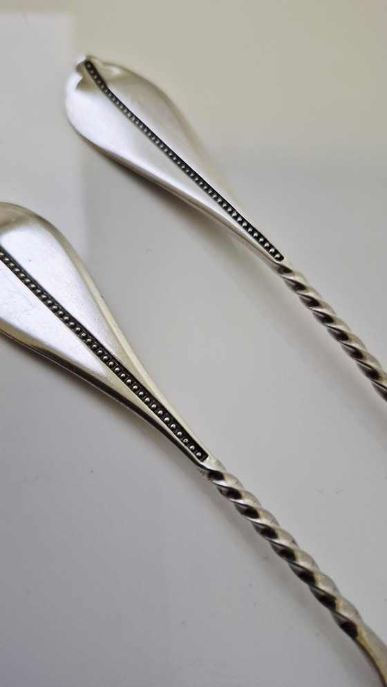 Image 1 of Designer 833 argento (valore argento puro 142,88 €) posate da pesce posate in argento Paesi Bassi 1890 AK 47