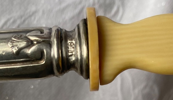 Image 1 of 8-delige serveer- en fruitbestekset – zilverkleurige handgrepen en vintage design