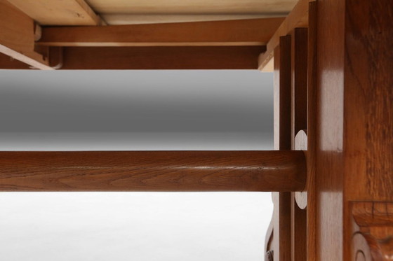 Image 1 of Table de salle à manger extensible Art déco en chêne massif, années 1940