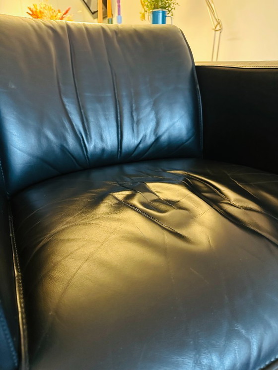 Image 1 of Ensemble de 2 fauteuils Leolux Fabio en cuir noir