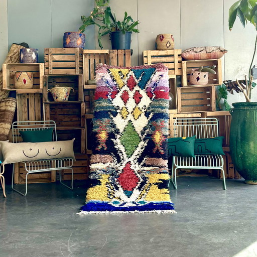 Traditional Moroccan Berber Colorful Cotton Rug