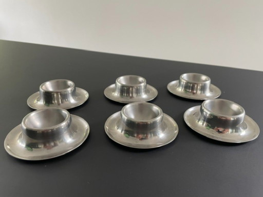 Ensemble de 6 coquetiers vintage en acier inoxydable | Design minimaliste
