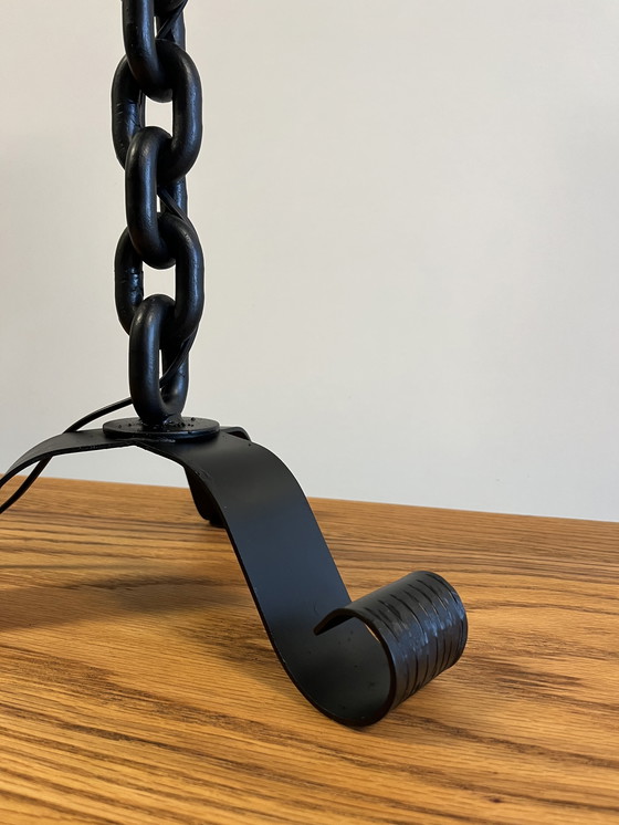 Image 1 of Grote Vintage Brutalist Smeedijzeren Tafellamp