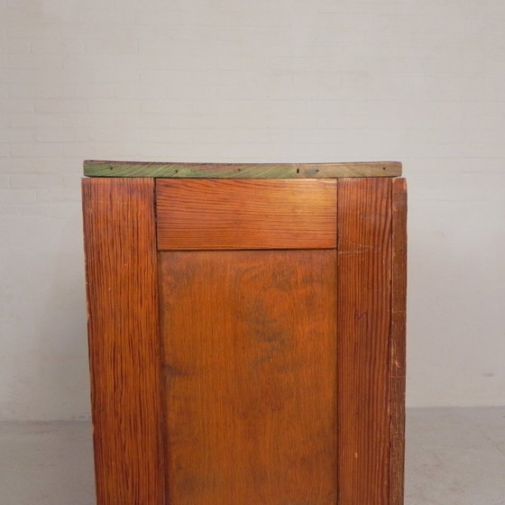Pine school chart cabinet, architect's cabinet, map cabinet, 1930s, Storage cabinet, Wood, Brown (photo 12 of 25)