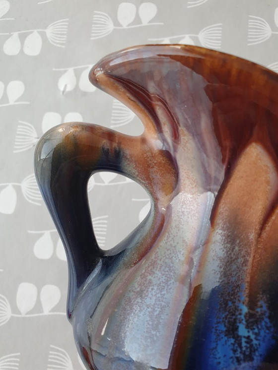 Image 1 of Wunderschöne Art-déco-Jardinière mit Thulin-Tropfglasur – B 38 cm