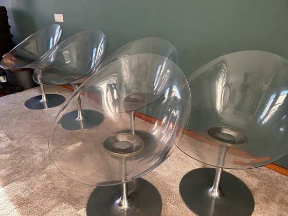 Image 1 of 6 chaises pivotantes transparentes Ero/S de Philippe Starck pour Kartell