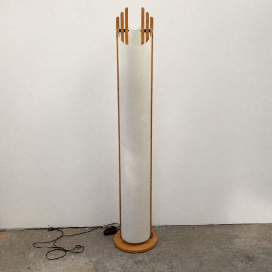Vloerlamp ‘Manhattan’ -  Domus - hout,  jaren '70, Vloerlampen, Kunststof, Wit (foto 3 van 9)