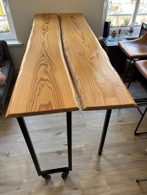 Op maat gemaakte opvouwbare houten bartafel op wielen