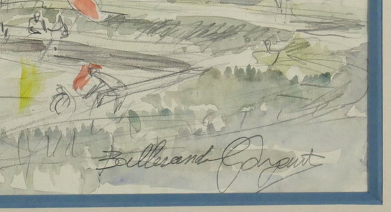 Image 1 of Ballerand Estate - Framed watercolor drawing.