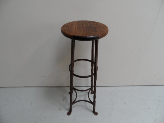 Table d'appoint ronde vintage en métal – Tables d'appoint, Wood, Iron (photo 8 of 9)