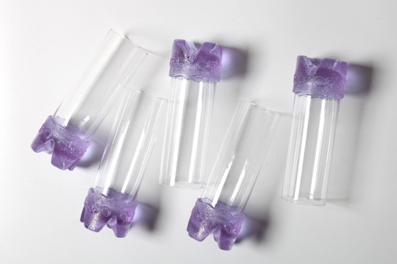 Set van 5 vintage lila bekers / LACS Kristallglas / Italië / jaren 70 – Glazen & Karaffen, Crystal (photo 10 of 11)
