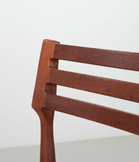 Image 1 of Vintage Design Teak Wooden Dining Chairs with Racing Green Leather Seatings Designed by Severin Hansen for Bovenkamp. Set of 4.