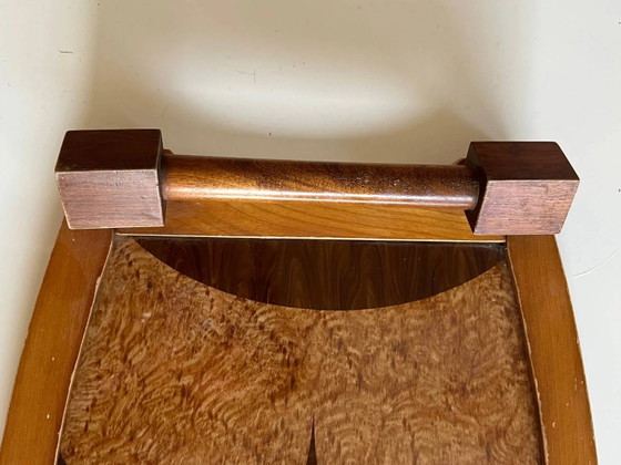 Vintage houten marqueterie dienblad - Art Deco, Tafelaccessoires, Bruin (foto 9 van 12)