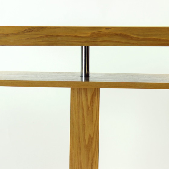 Image 1 of Funktionalistischer drehbarer Couchtisch aus Stahl und Eschenholz, 1960er Jahre