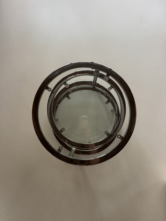 Tavolino da caffè rotondo pieghevole vintage in cromo – Tavolini da caffè, Chrome, Glass (photo 14 of 15)