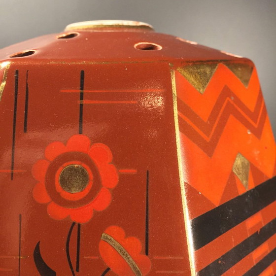Art Deco Geometric Modernist Earthenware Pottery Vase from Saint Ghislain, 1935 (photo 5 of 12)
