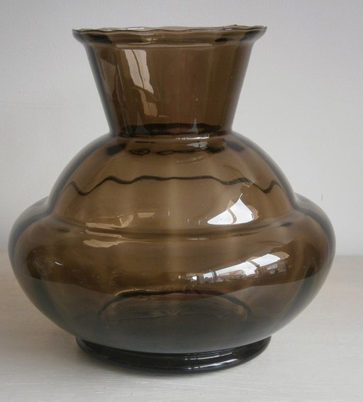 Art Deco Doyen vase, brown, glass, 1930s, High 24.5cm