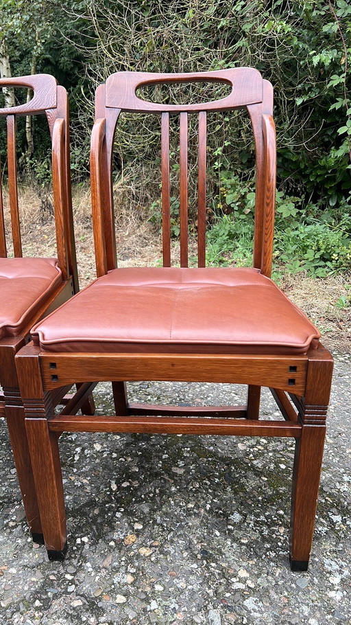 4 Schuitema Jugendstil Eetkamer Stoelen Leder