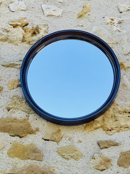 Mid-Century, Vintage, Rond Spiegel van Gerookt Acryl, Jaren 70