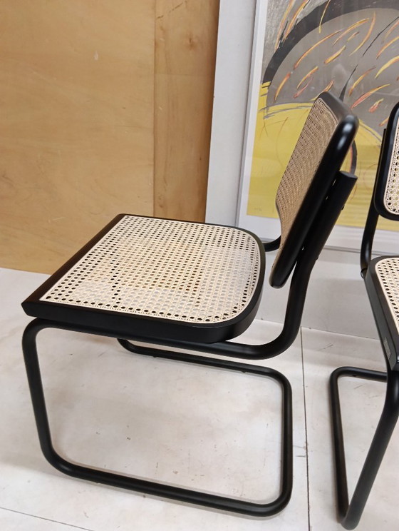 Image 1 of ALIVARMVSEVM 104. SET of 2 CESCA B32 Chairs (NEW) in Black Frame Limited Edition 