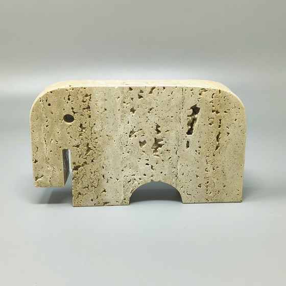 Image 1 of Sculpture originale d'éléphant en travertin des années 1970, par Enzo Mari pour F.lli Mannelli