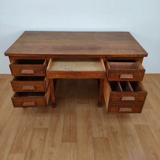 Image 1 of Antique wooden banker's desk desk workstation