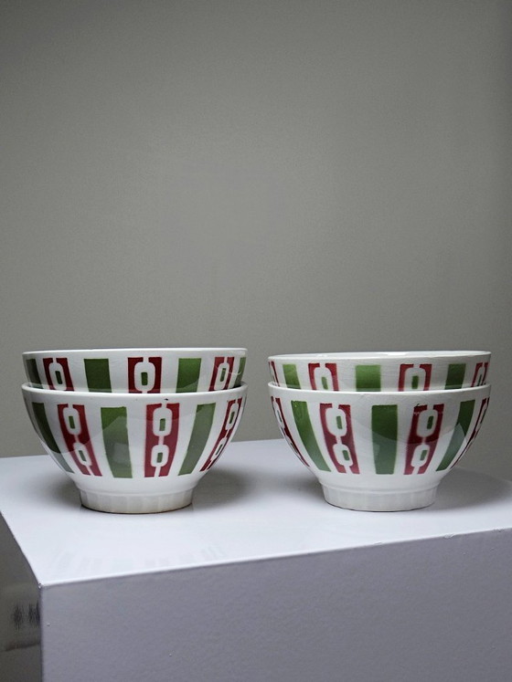 Image 1 of 4 caffettiere in terracotta di Badonviller con decorazioni Art Déco, vintage anni '40-'50