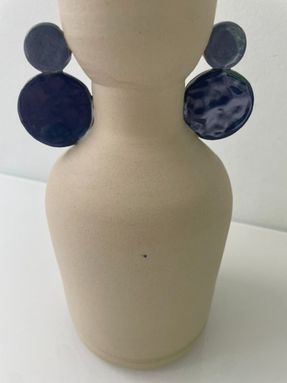 Image 1 of Dutch Design vase with blue accents - Potterie De Eekhoorn