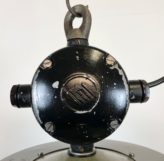Image 1 of Grande lampe industrielle en émail gris d'Elektrosvit, années 1960