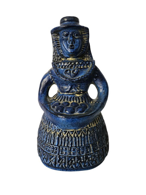 Blaue Frau mit Obstkorb Figur von Bay Keramik, Deutschland, 1960er Jahre