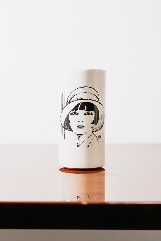 Image 1 of Guido Crepax “Valentina” Venetian Terracotta Ceramic Vase, 1970s Design Art