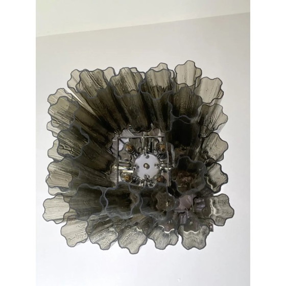 Image 1 of Contemporary Grey "Tronchi" in Venini Style Murano Glass Sputnik Squared Flush Mount