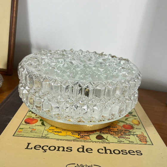 Vintage Round Wall Sconce Ceiling Light Transparent Glass 1970 1980 (photo 2 of 9)