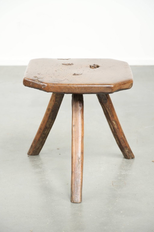 Unique and original antique English farmhouse stool/side/coffee table from the 17th century