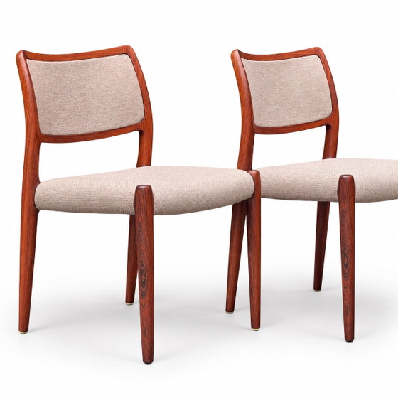 Niels Otto Møller 4x Nr. 80 & 1x Nr. 65 Set – Esszimmerstühle, Polyester, Wood (photo 6 of 9)