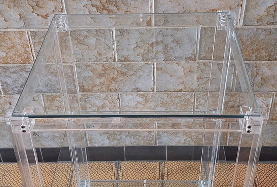 Image 1 of Vintage Italiaanse serveerwagen van plexiglas en glas, 1980