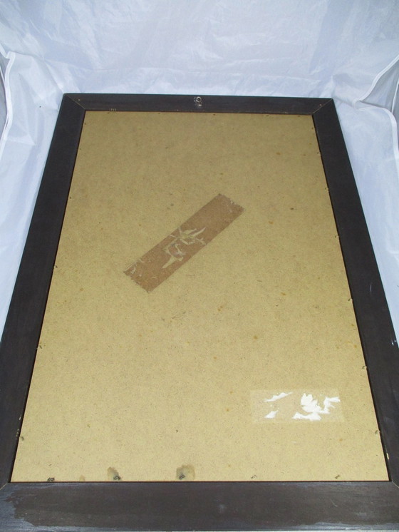 Image 1 of Miroir oriental avec cadre peint à la main - 2e moitié du 20e siècle