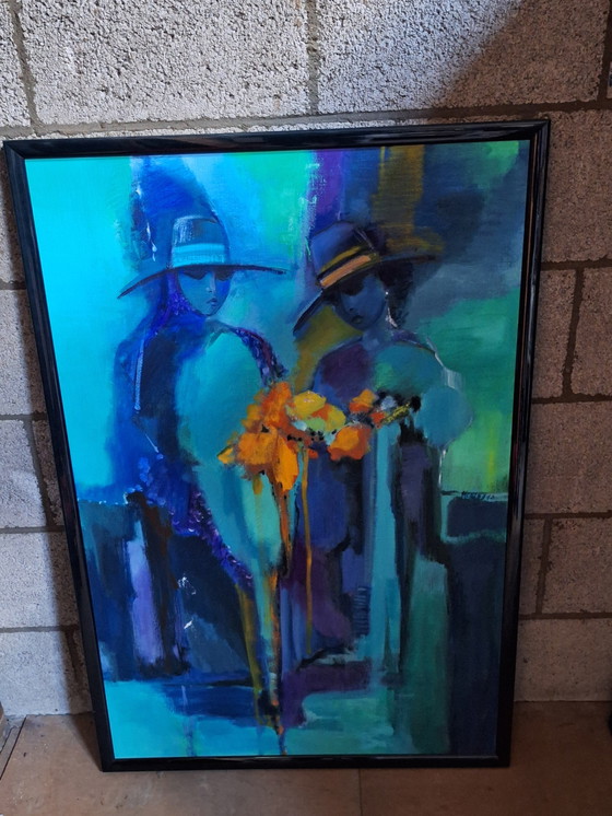 Image 1 of Pittura astratta in blu e verde