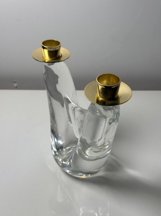 Modernist chandelier in crystal and brass, Schneider Glassworks, 1960., Candle holders, Transparent (photo 3 of 8)