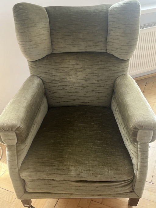 Vintage oorfauteuil – Textile, Wood (photo 2 of 5)