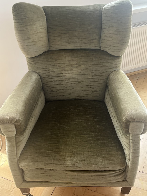 Vintage oorfauteuil – Textile, Wood (photo 2 of 5)