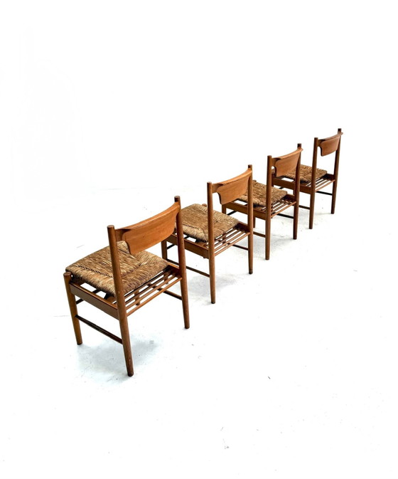 Set di 4 sedie vintage in giunco, Italia anni '70 – Sedie da pranzo, Legno, Vimini (photo 6 of 11)
