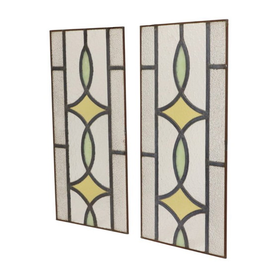Art Deco Glasraam Glas in Lood Geometrisch 51x24cm – Decoratieve objecten (photo 3 of 14)