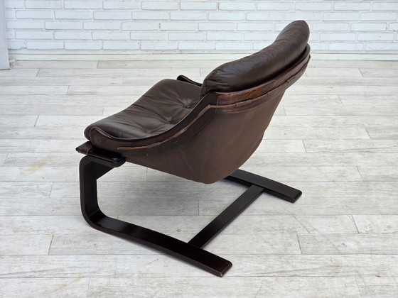 Image 1 of 1970s, Swedish design by Åke Fribytter, armchair, furniture leather.