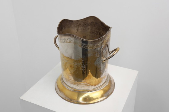 Image 1 of Antico secchiello per champagne in rame argentato, Francia, circa 1900